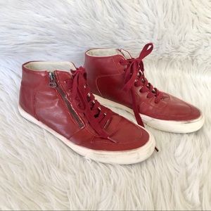 Carbon Elements red, high top sneakers, size 9